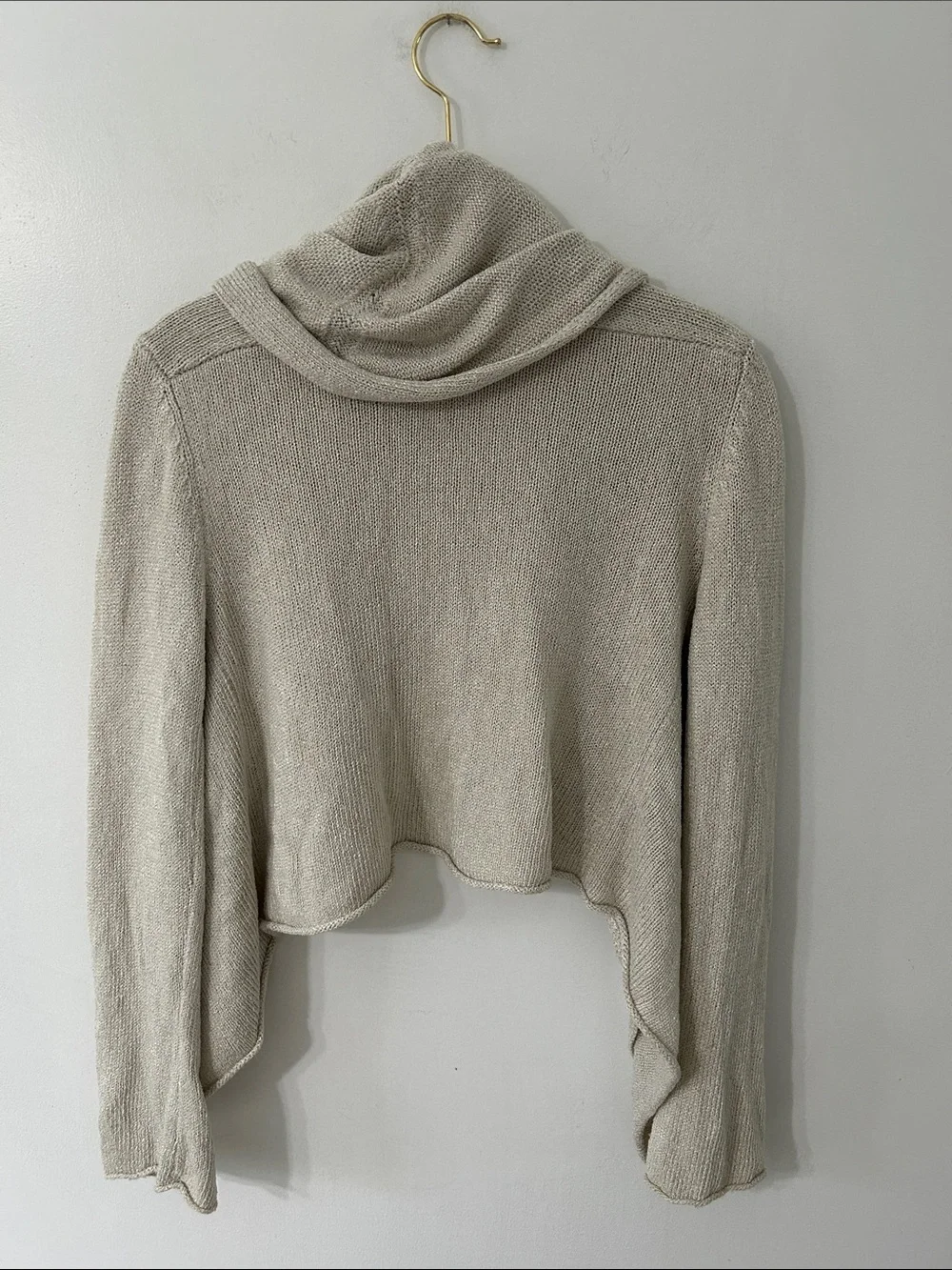 Eileen Fisher Silk Blend Draped Open-Front Knit Cardigan Asymmetrical Hem Size S